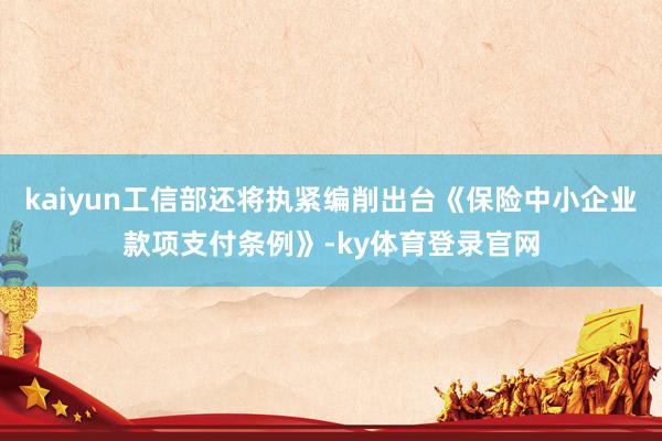 kaiyun工信部还将执紧编削出台《保险中小企业款项支付条例》-ky体育登录官网